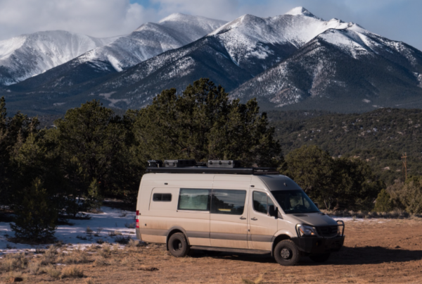 Van Conversion In front of mountain