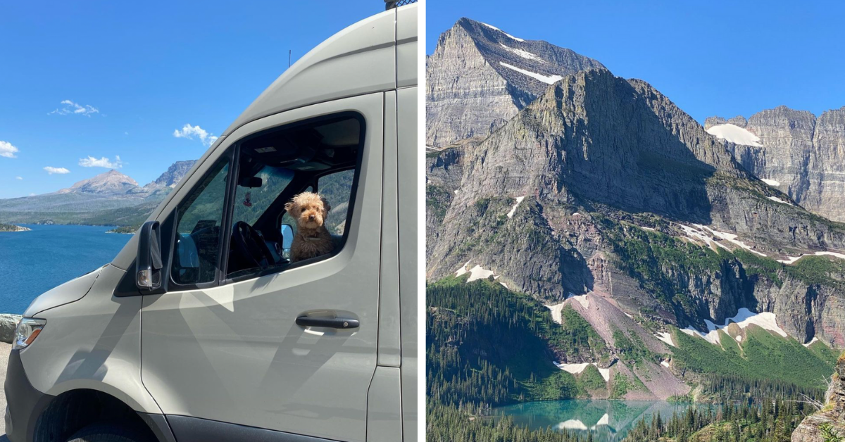 Split Image of pull off points on Going-To-The-Sun Road