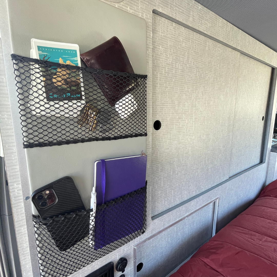 the cabinets of a campervan