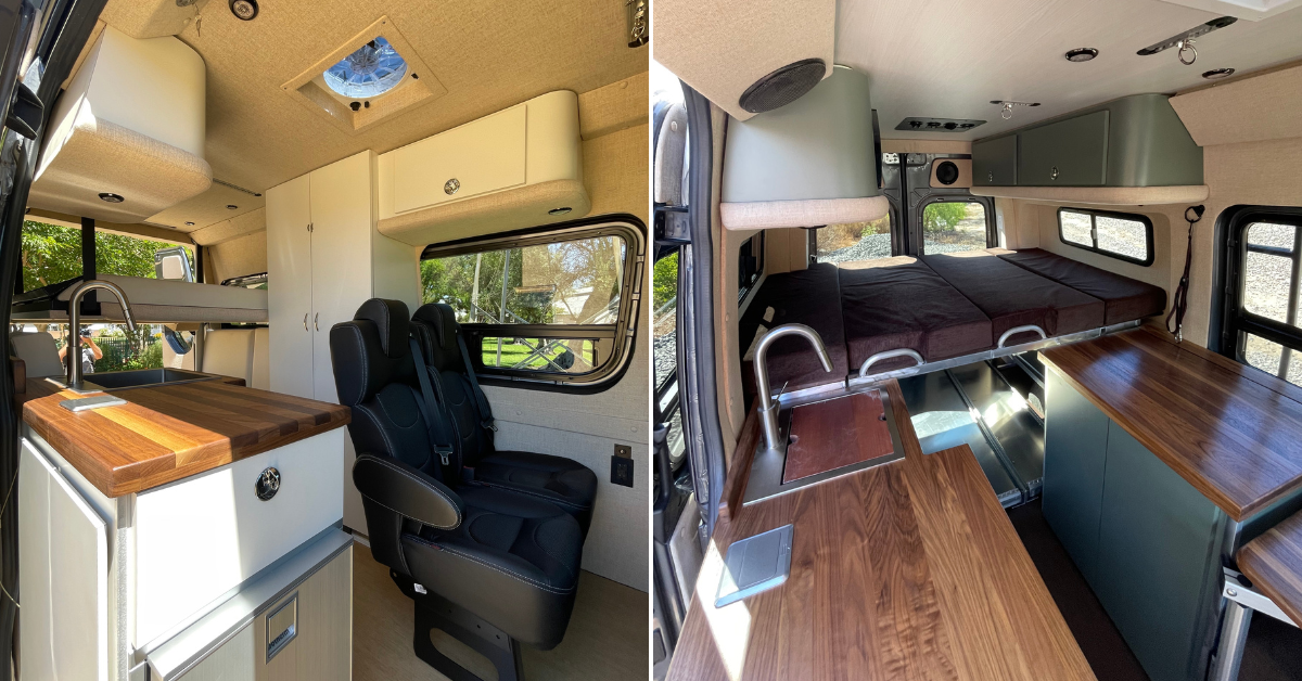 two different campervan bathroom designs