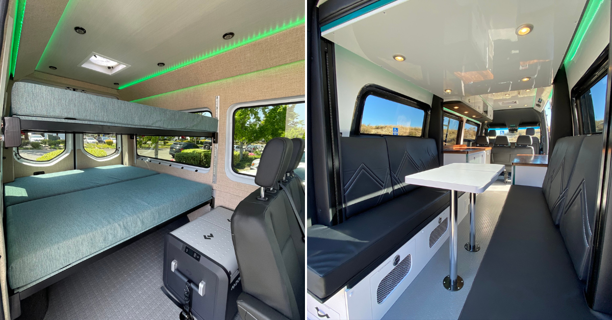 two bed design layouts for campervan conversions