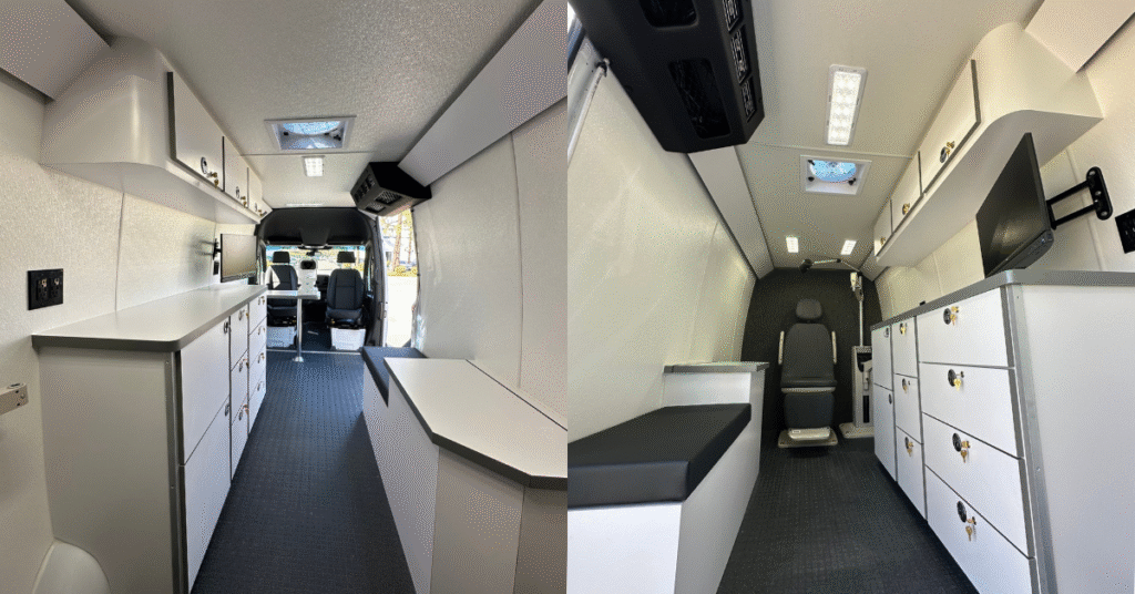 interior of mobile office van