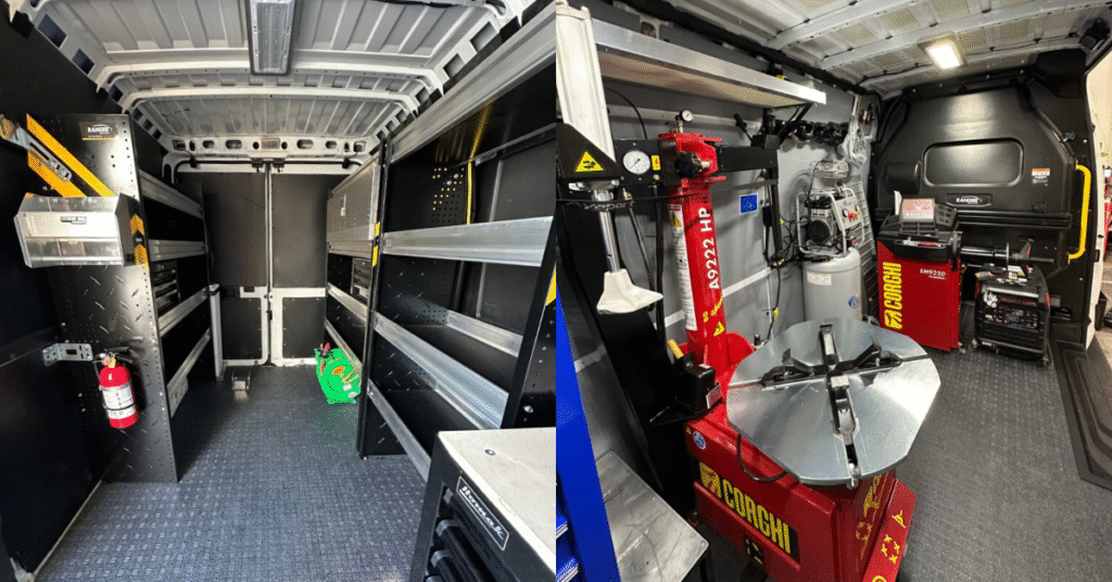 interior of automotive mobile repair van