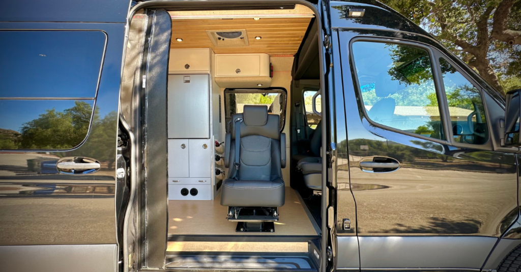 the sliding door open on the sprinter 170 campervan