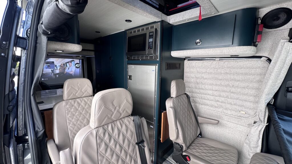 The interior of a campervan