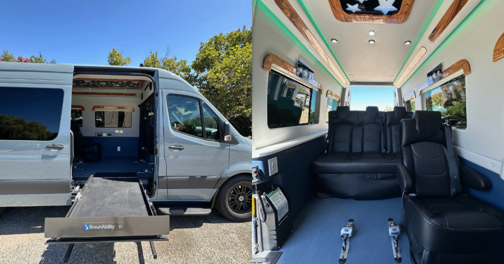 exterior and interior of van conversion