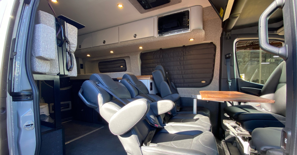 the interior of a 4-person campervan