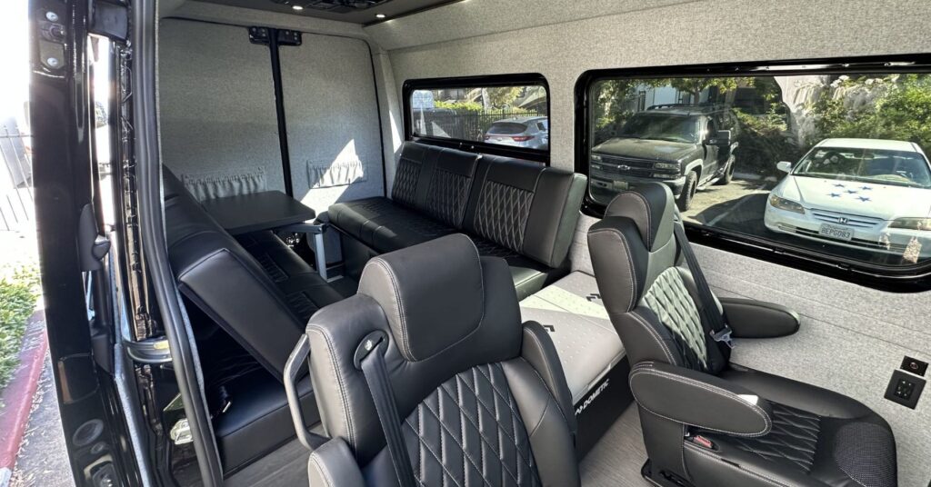 the inside of a family transport van