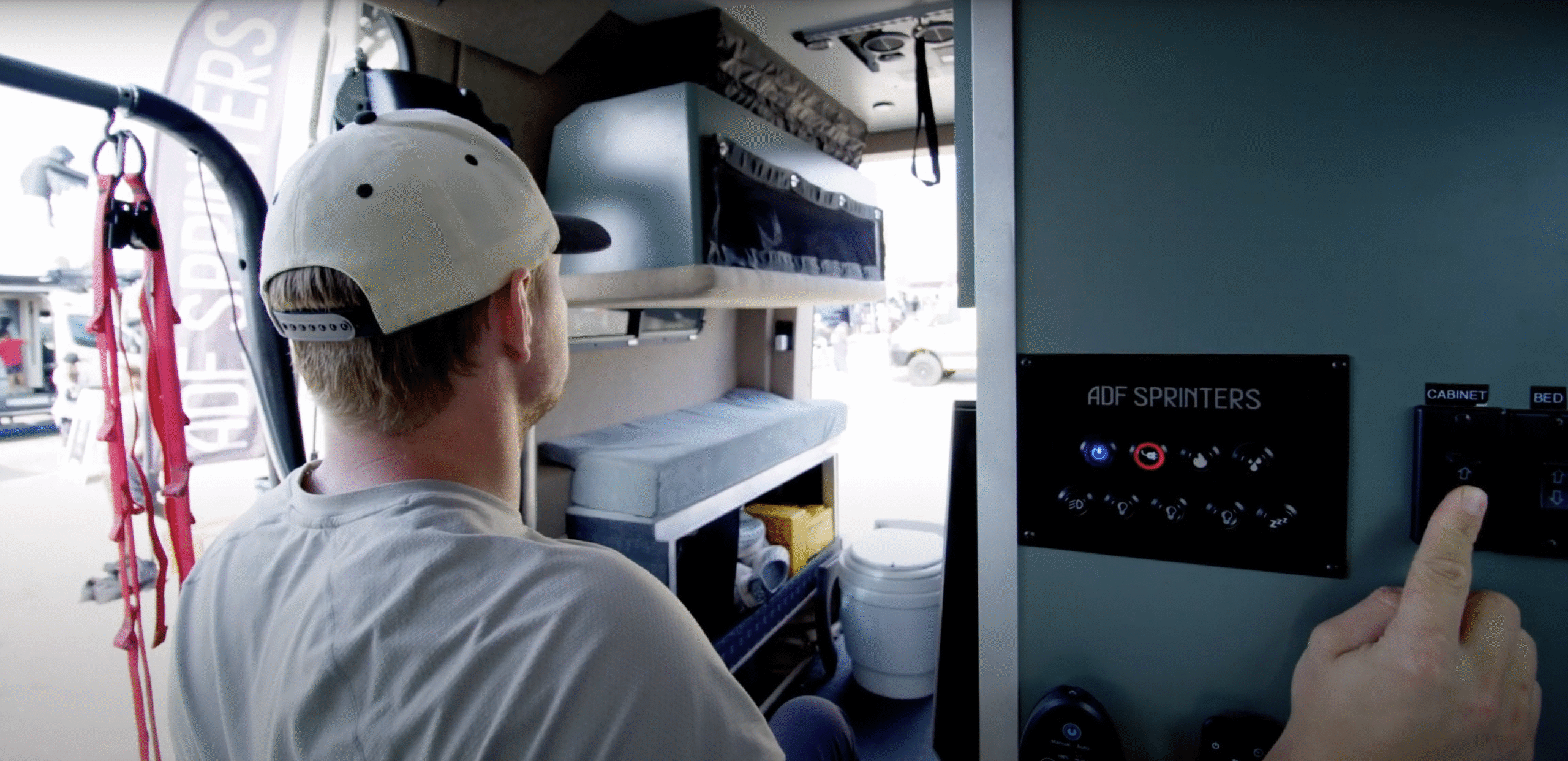 the inside of an adaptive van conversion